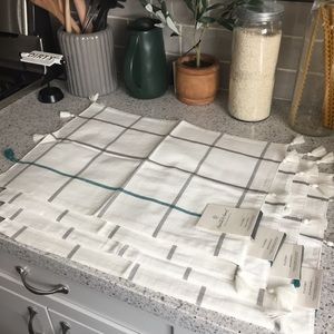 Hearth & Hand Windowpane Tassel Placemat Teal-Qty 4